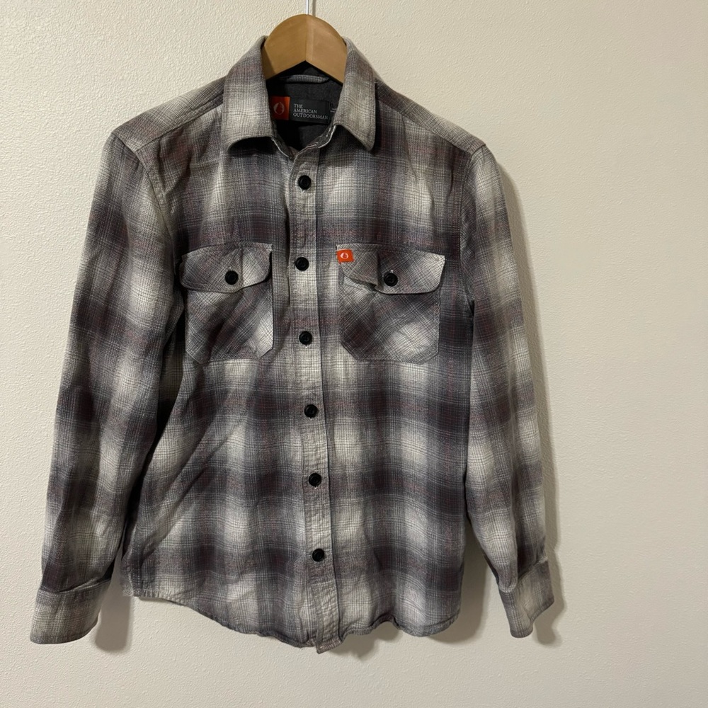 The American Outdoorsman Plaid Flannel Button Up Shirt Gray 2021-Small